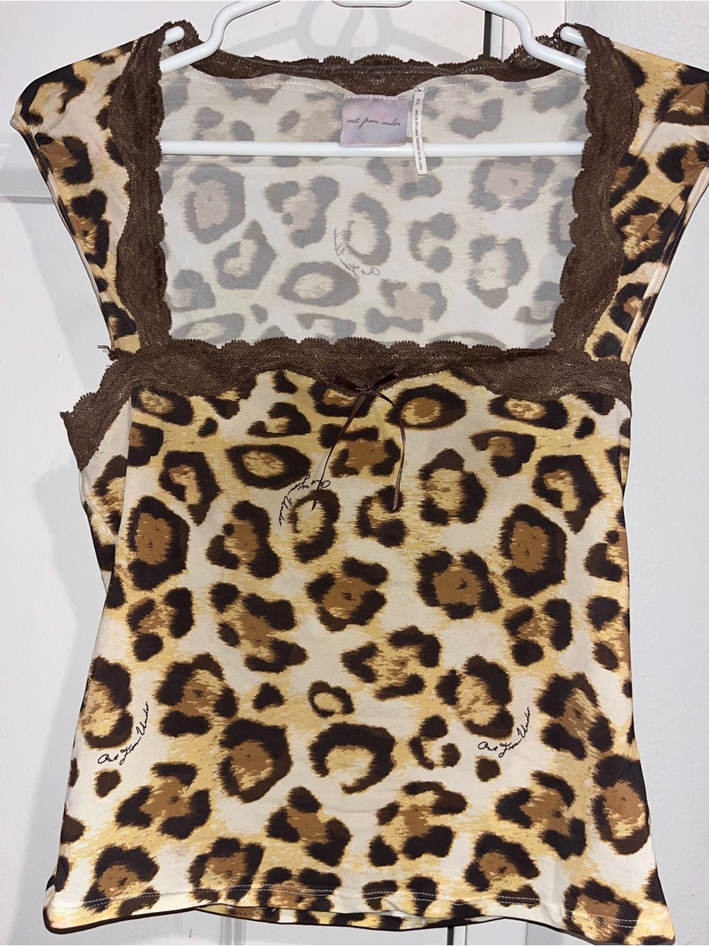 Urban Outfitters Leopard-Print Lace-Trim Cami in Brown and Tan